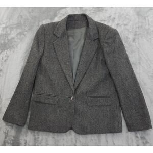 Vintage Boston Traveler Wool Single Button Blazer Size 9-10 Gray Preppy Office